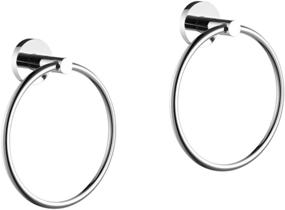jojofuny 2pcs Chrome Standing Towel Rack Round Wall Mount Bathroom Towel Hooks Stainless Steel Easy Install Heat Resistant