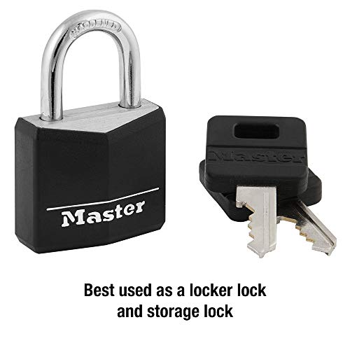 Image of Master Lock 131D 1-3 /16 inch Wide Covered Aluminum Keyed Padlock, One Pack, Black