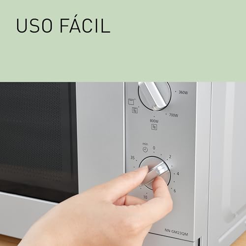 Panasonic NN-GM23QMEPG Horno Microondas Grill de 20 L con Bandeja De Vidrio y Rejilla, 800 W, Grill de 1000 W, Ajuste De Descongelación, Botón Giratorio, Quick 30, Temporizador, Plata - imagen 6