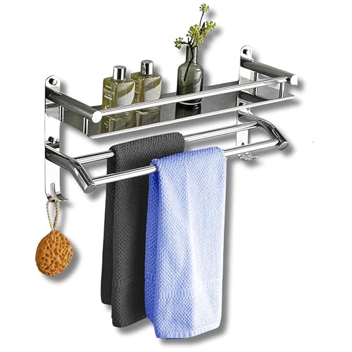 Image of Bathroom Organizer Without Drill - Corner, Shelves, Rack, Shelf, Storage, Wall, Racks and Adhesive, Mounted, self Holder, soap, Stand Bathroom Accessories