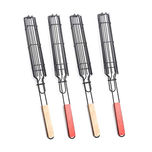 Yuventoo Espetos de espetinhos de espetinhos para churrasco Cestos de espetinhos antiaderentes - Churrasqueira Peixe, vegetais, cebola, gaiola de salsicha para churrasco