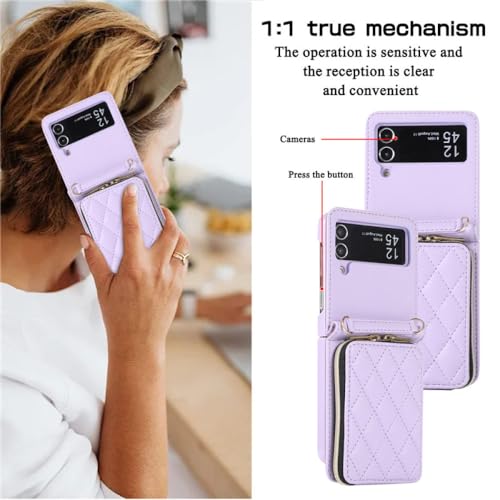 Coque en cuir de luxe avec lanière pour Samsung Galaxy Z Flip 5 4 3 - 3