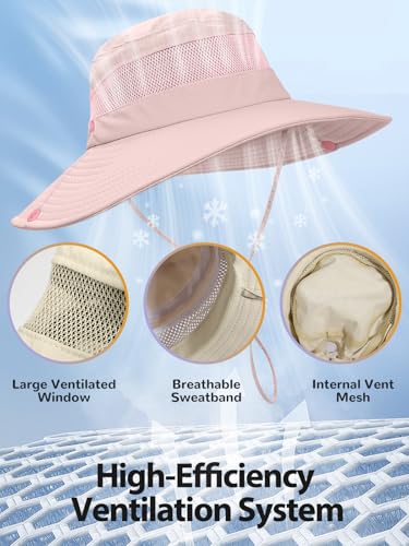 Image of EW East Water Sun Beach Hat for Women, UPF50+ Waterproof with Ponytail Hole | Large Breathable Mesh,3.5 inch Wide Brim, Adjustable Windproof Chin Strap,Quick-Dry, for Hiking Fishing Outdoor Safari