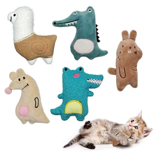 Andiker Cat Catnip Toys for Cats, 5 Pcs Cat Chew Toy with Catnip, Soft&Cute Plush Cat Pillow Entertaining Toys, Cat Toys for Indoor Cats to Playing Chewing Teeth Cleaning Cat Interactive Toys (5pcs)