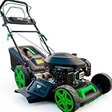 Synergy Cortacesped Metálico Autopropulsado - Motor de Gasolina 4 Tiempos 200cc. 51cm de Corte con Sistemas de Mulching con Reflector Lateral y Recogida en Saco Semi Rigido de 65 lt