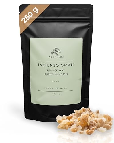 Incensera Incienso de Omán, 250 g, Resina de árbol para ahumar y fumigar energía Negativa, Frankincense para Limpieza