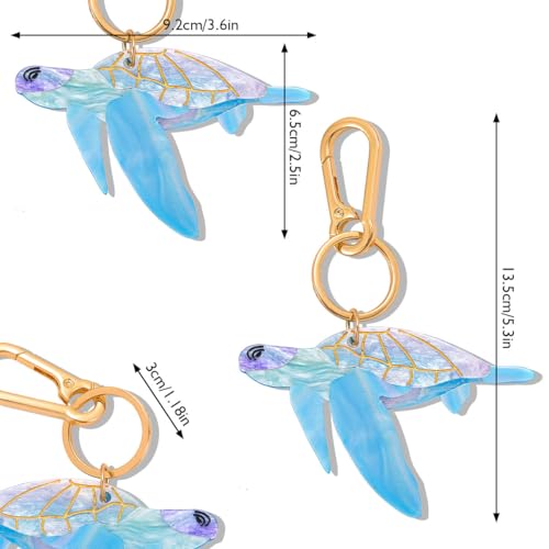 Tropical Hibiscus Flower Bird Butterfly Keychain Bag Charm Keychain Gold-Tone Clasp, 5.3 Inches