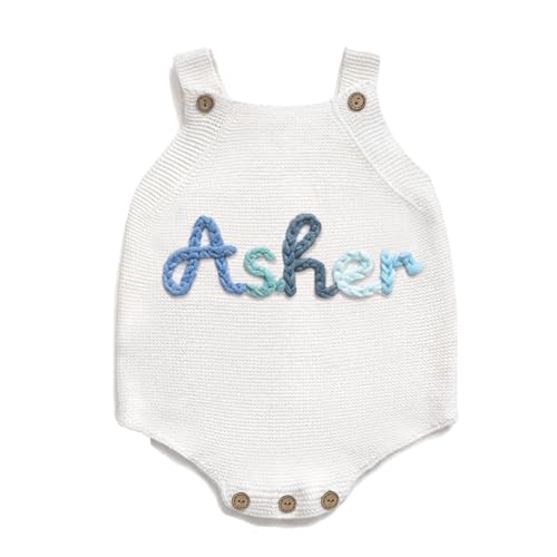 KisUneeGft Custom Onesie for Babies,Hand Embroidered Name and Monogram Baby
