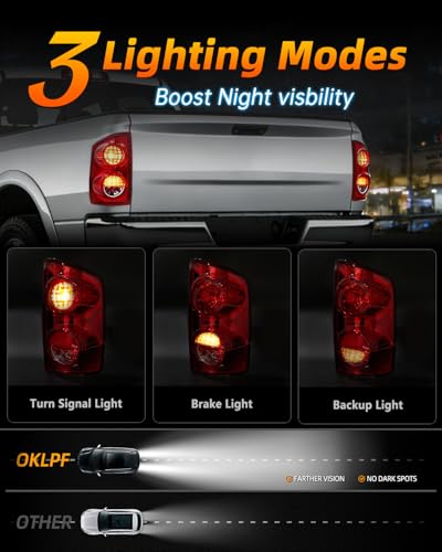 Image of OKLPF Rear Brake Tail Lights Assembly Compatible With 2007 2008 Dodge Ram 1500,2007-2009 Dodge Ram 2500 3500,Replace CH2800165 CH2801165,Not Includes Bulbs,Replacement Red Taillights Assembly