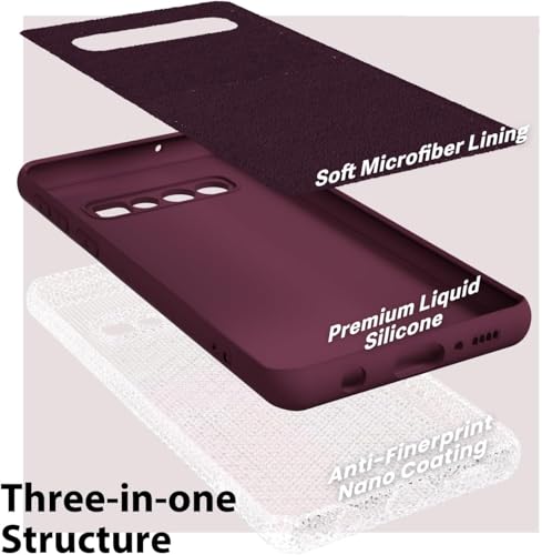 Image of DIZORO Liquid Silicone Case with Microfiber Coushioning Compatible for Samsung Galaxy S10 Shockproof Slim Back Cover, Gel Rubber Full Body Protection (Wine Red)