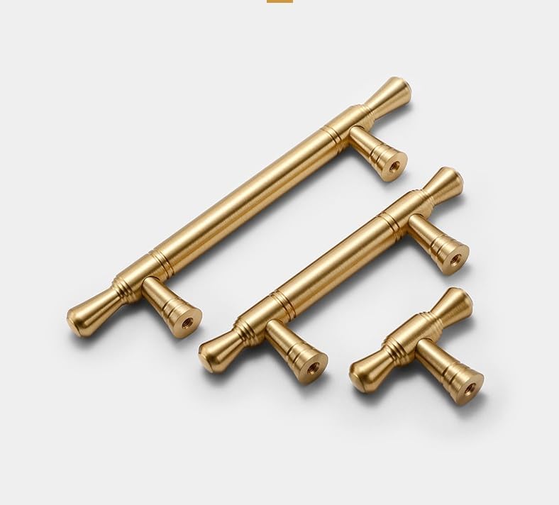 取手 2 個入 ソリッド真鍮ワードローブドアハンドル キッチンキャビネットドア用ゴールド引き出し真鍮ハンドル 寝室ドレッサー引き出し