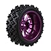 Mxfans Black Flower Pattern Rubber Tyres + Purple Y-Shape Aluminum Alloy Wheel Rims for RC 1:10 On-Road Racing Car Pack of 4