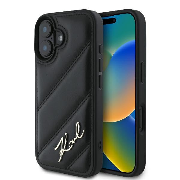 CG Mobile BMW BMHCP16LSLLBK Étui pour iPhone 16 Pro 6,3" Noir Étui Rigide en Cuir avec Tampon Chaud