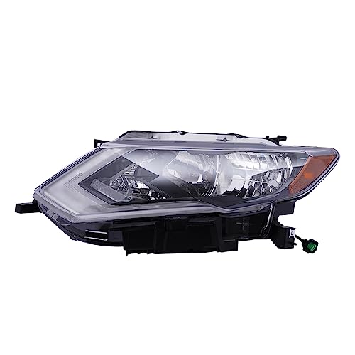 Serendicy Halogen left Headlight Assembly Fit for 2017-2019 Nissan Rogue Headlight Headlamp Assembly Replacement Front Left (Driver) Replacement Black Housing OE# NI2502254, 260606FL0A(12V)