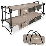 Disc-O-Bed Portable Cam-O-Bunk Bed, Large 2 Adult Sleeping Cot for Camping, Tan