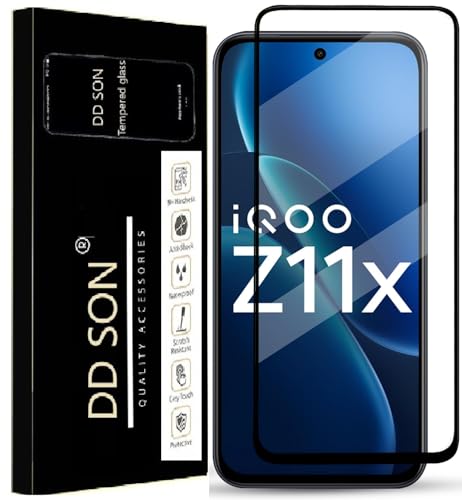 Image of DD SON Premium Tempered Glass Screen Protector Guard Compatible For IQOO Z11X 5G (6.72 Inch, Pack of 1) | Edge to Edge Coverage With Easy to installation kit for Smartphone