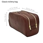 Dopp Gift Large Travel Toiletry Bag Premium Quality PU Leather Two compartments YKK Zippers Water-resistant Bottom Studs Mesh Pockets Durable Cosmetic Organizer DARK BROWN - Image 4