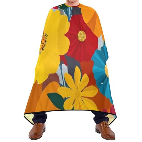 Kigai Colorful Flowers Hair Cutting Cape for Men & Women Waterproof Barber Cape Professional Hairdressing Salon Styling Apron with Adjustable Closure Snap