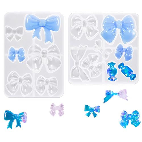 サムコス リボン シリコンモールド 2個セット uvレジン ソフトモールド 粘土 DIY 手作 ペンダント ヘアクリップ イヤリング アクセサリー デコパーツ 樹脂工芸品 (X)の商品画像（Amazon）