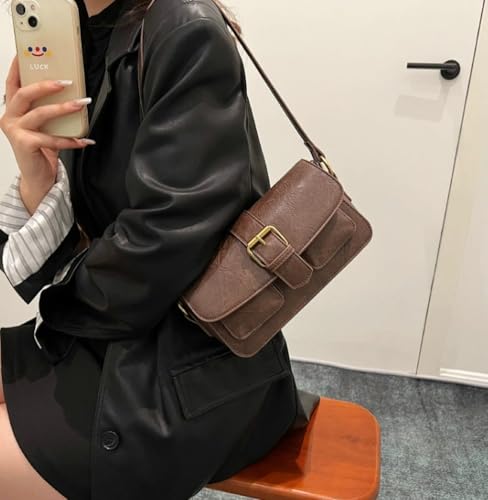 Vintage Shoulder Bag for Women Stylish Hobo Crossbody Purse Vegan Leather Handbags Clutch Y2K Purse for Daily Work3