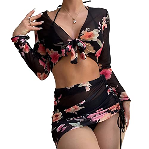 Maillot de bain divisé 4 pièces floral pour vos vacances au soleil