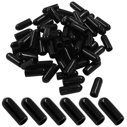 Image of 120 Pcs 5mm Rubber End Caps Bolt Screw Protector, Black | PVC Flexible Impact Absorbing, Prevents Scuffs Dust Rust, Fits 5-5.5mm Round Tube Threads, Indoor Outdoor Use