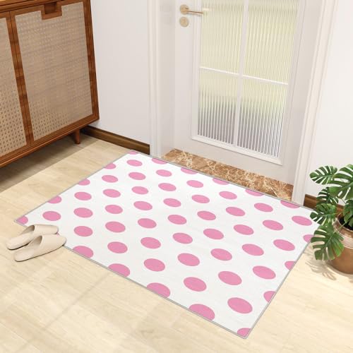 Polka Dot Rug Kids - Pink Polka Dot Rug, Girls Rugs for Living Room Bedroom, Washable Non Slip Soft Large Carpet, Patterned Area Rugs & Home Decor 120x170 cm