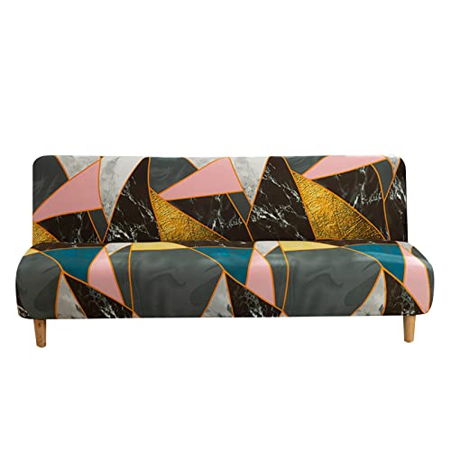 DOTBUY-SHOP Fundas Sofá Cama Sin Brazos, Impresión Mármol Cubre Sofá Cama Plegable Elastizada 2~3 Plazas Clic Clac Cubre Sofá Cubierta Protectora de Sofá Funda Sofá (Color Dorado,160~190cm) Cover