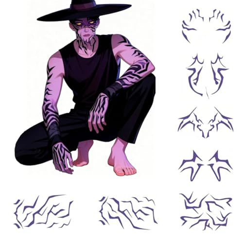 Tatuagens temporárias Hunters, autocolantes de tatuagem temporários de , acessórios de atreço resistentes ao suor e à água para um visual realista para cosplay, Halloween e maquilhagem de