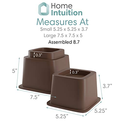 Home Intuition Heavy Duty Adjustable Bed Risers Furniture Riser 3, 5 Or 8-Inch, 4 Pack, 8-Piece Set (Grey) #TOP3