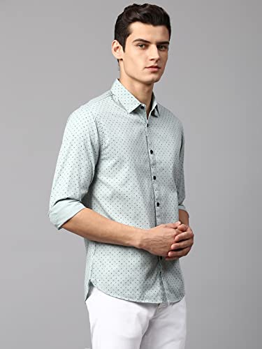 Image of Dennis Lingo Men's Grey Slim Fit Cotton Casual Shirt