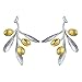 Springlight Pendientes de plata de ley 925, pendientes de hojas de olivo rama de fruta, pendientes inusuales, regalos para mujeres, joyas finas hechas a mano para mujer.
