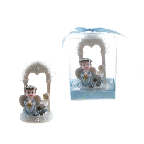 Lunaura Religious Keepsake - Set of 12 "Boy" Baby Angel in Praying Under Arch Favors - Blue