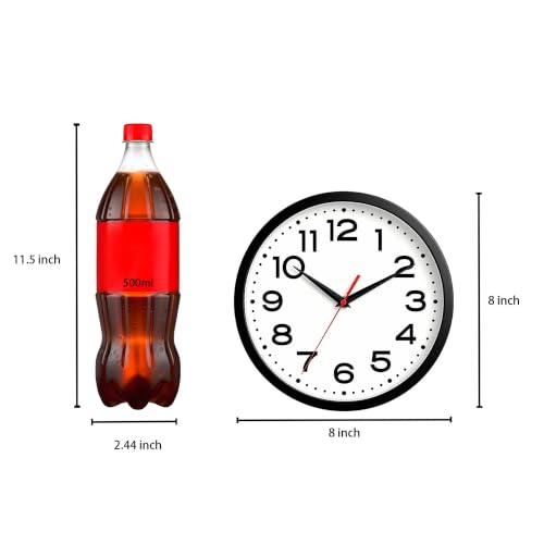Roymnie 8 Inch Small Wall Clock, Battery Operated Silent Non Ticking Black - Image 3