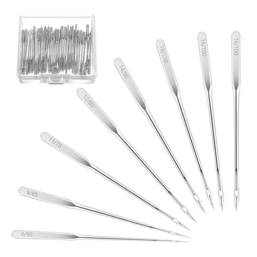 Agujas para máquina de coser,80 agujas universales para máquina de coser, 65/9, 75/11, 80/12, 90/14, 100/16, 110/18, accesorios para máquinas de coser,Bolígrafo Compatible con Brother Janome Singer