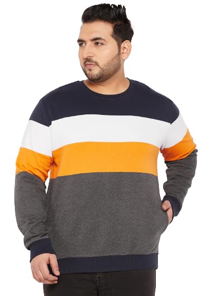Mens Multicolor Full Sleeve Striper Plus Size Sweatshirt-image-28
