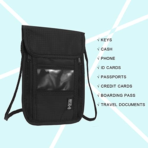 Image of PATIKIL Neck Wallet, 2 Pack Passport Holder RFID Waterproof Travel Wallet Neck Pouch with Adjustable Strap for Women & Men, Black