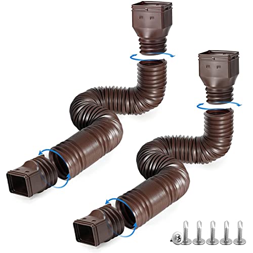 Dificato 2 Extensiones de bajante de canalón | Extensión de Bajada de canaleta de Lluvia Flexible | Extensor de Bajada de Drenaje de 21 a 58 Pulgadas, Protect Foundation Cover
