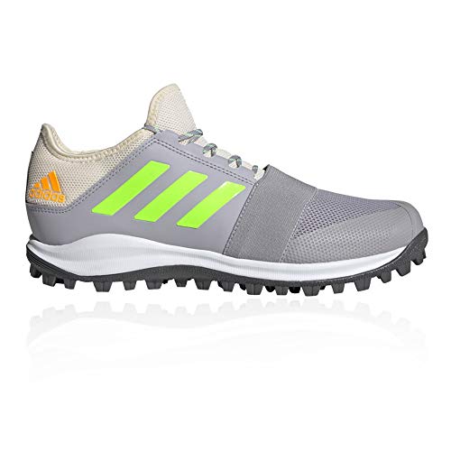 Image of adidas Mens Divox 1.9S Hockey Shoes Lace Up Pattern Stripe Grey/Green UK 11.5 (46.7)