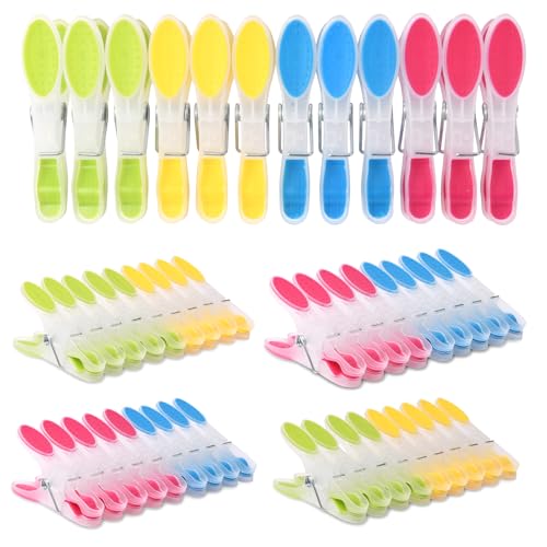 HOTUT Pinzas Ropa, 48 Piezas Pinzas para la Ropa de Plástico de Colores, Ropa Clips Pinzas de Plástico Fuerte Resistentes al Viento, para Calcetines, Toallas, Ropa
