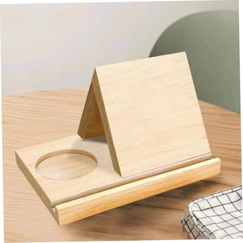 Tenedor de libro de madera natural de diseño triangular para proteger tus lecturas 4