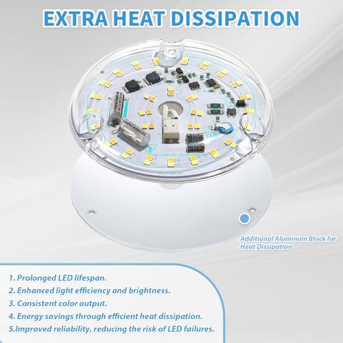 Caisens 4 Inch Ceiling Fan Led Light Replacement, 18W 6000K 2200Lm Led Ceiling Fan Light Kit thumb #7