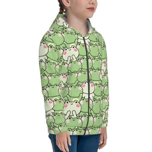 Cute Frogs Kid Hoodies Boys Zip Up Sweatshirts Girls Pullover with Pocket4