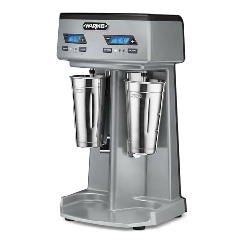 Image of Waring Heavy-Duty Double Spindle Drink Mixer | 2 Independent 1 Horsepower Motors with Digital Display, Milkshake Maker Machine for Ice Cream Shops