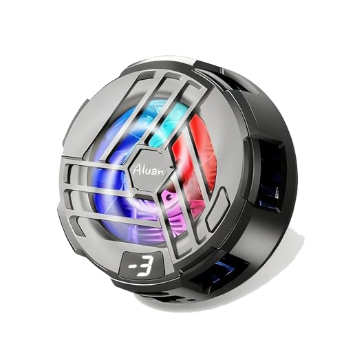 Image of Aluan Magnetic Phone Cooler for Gaming, Fast Semiconductor Cooling Chip, 3-Speed LED Display Mobile Cooler, Portable Cell Phone Radiator for iOS and Android