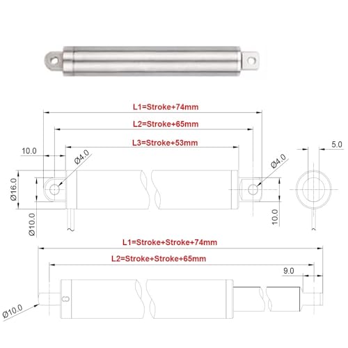 Actionneur linéaire 24V tube 16mm course 20mm pour mini vérin électrique