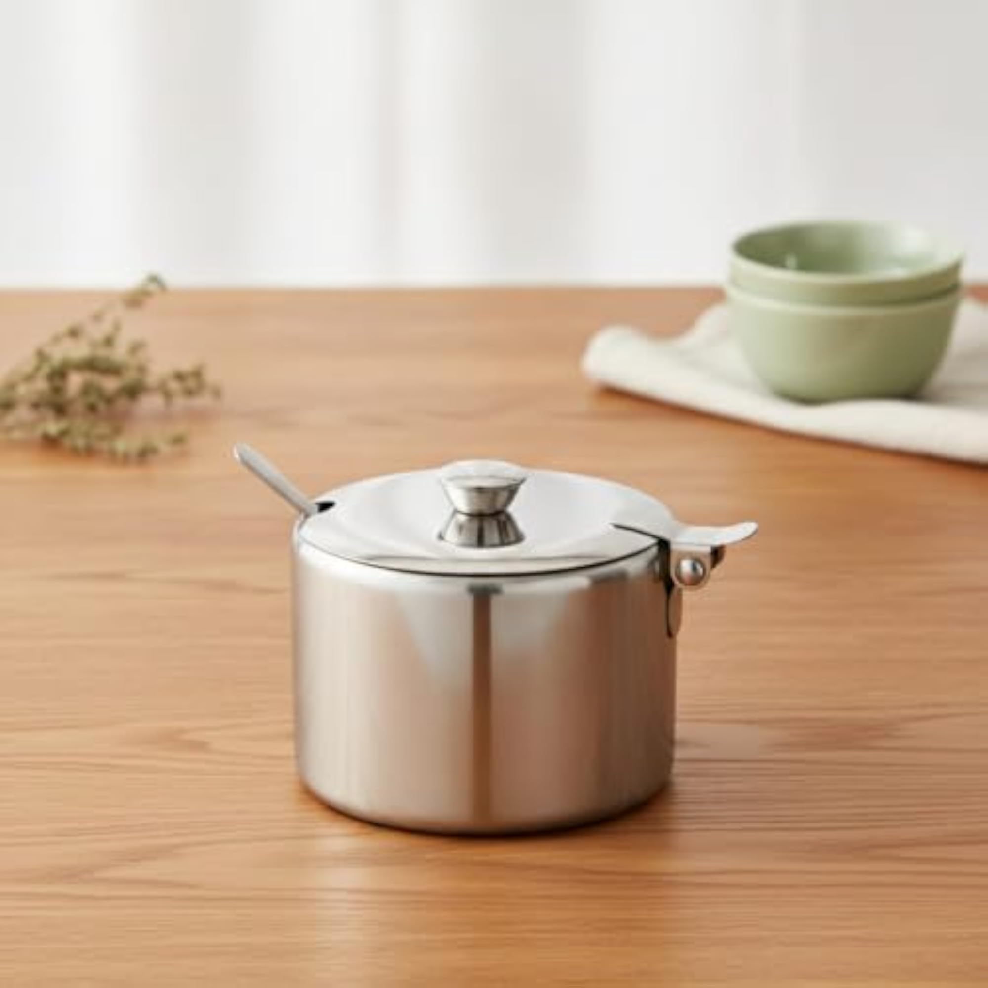 Stainless Steel Condiment Container with Lid, Hinged Seasoning
