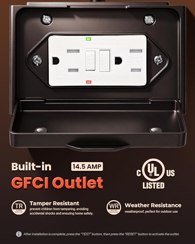 Image of Gleamz Large Exterior Lighting Fixtures with GFCI Outlet, Oil Rubbed Bronze Dusk to Dawn Outdoor Lighting, Outdoor Porch Light for House, Garden, Doorway, Garage, Waterproof, Anti-Rust