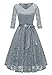 Produktbild Laorchid Knielang cocktailkleid festliches Kleid a Linie Elegante Damen Vintage Spitzenkleid Retro v Ausschnitt Kleid Spitze Grau L