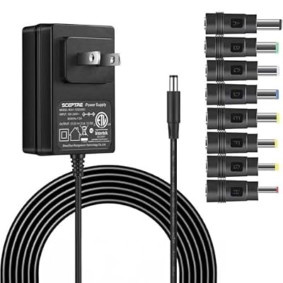 Kado Power Adapter 12V-2.5A 2A 1.5A 1.25A 1A AC/DC Power Cord 5.5x2.1mm with 8 Tips Made for Sceptre Monitor, Echo Smart Speaker & Display, Webcam, Router, Mini PC, Projector, CCTV, Bluetooth Speaker